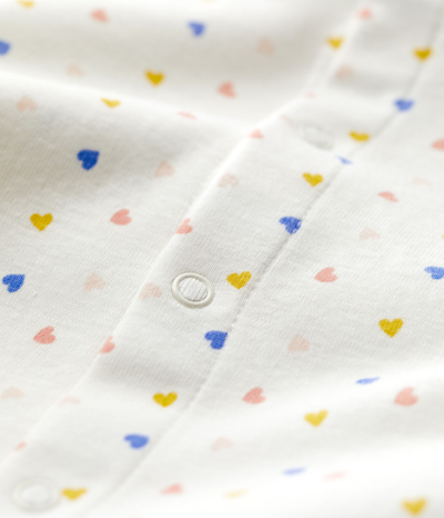 Petit Bateau Onesie With Hearts Print In Panna