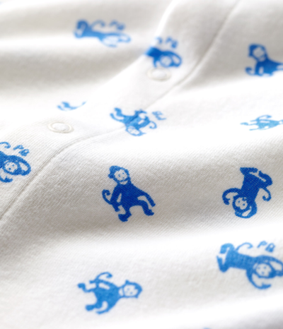Petit Bateau Little Monkeys Onesie In Panna