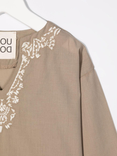 Shop Douuod Shirt With Embroidery In Beige