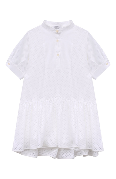Shop Brunello Cucinelli Perforated Dress In Bianco