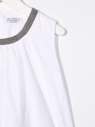 Brunello Cucinelli Round Neck Tunic Top In Bianco