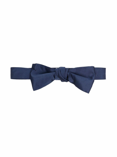 Shop La Stupenderia Solid Color Bow Tie In Blu