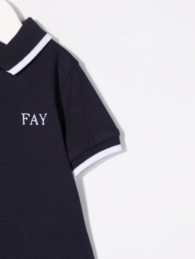 Fay Junior Polo With Embroidery In Blu