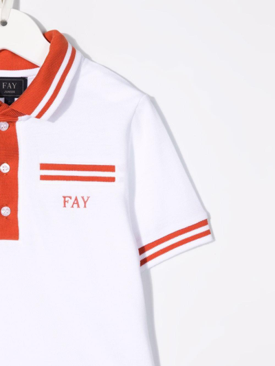 Fay Junior Polo With Embroidery In Bianco