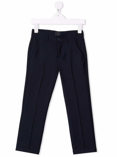Shop Fay Junior Solid Color Trousers And Turn-ups In Blu