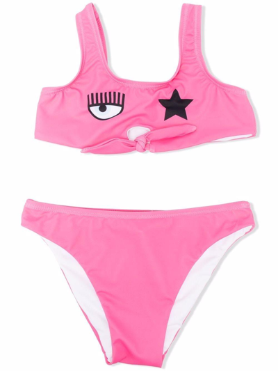 Shop Chiara Ferragni Eyestar Print Bikini In Rosa