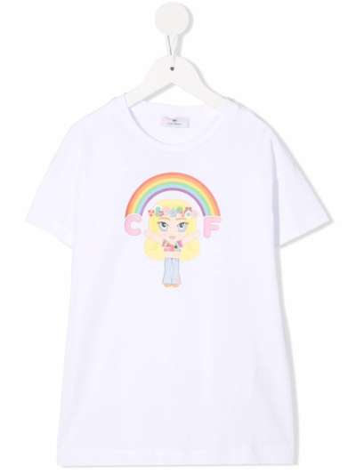 Shop Chiara Ferragni T-shirt With Mascotte Print In Bianco