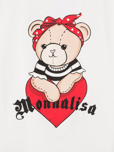 Monnalisa Kids' Printed Cotton T-shirt In Bianco
