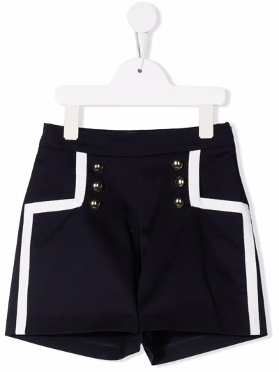 Elie Saab Cotton Gabardine Stretch Shorts In Blu