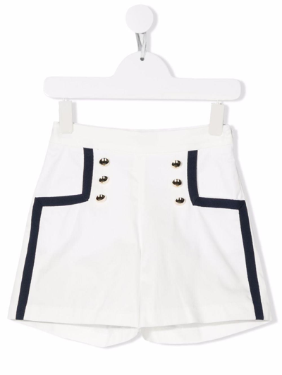 Elie Saab Teen Girls White Cotton Shorts In Bianco