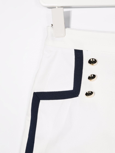 Elie Saab Teen Girls White Cotton Shorts In Bianco