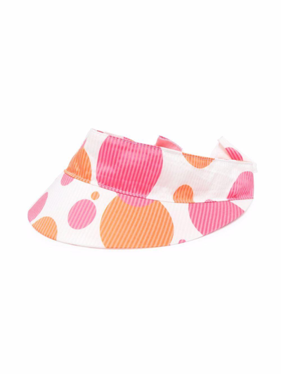 Simonetta Polka Dot Visor In Bianco