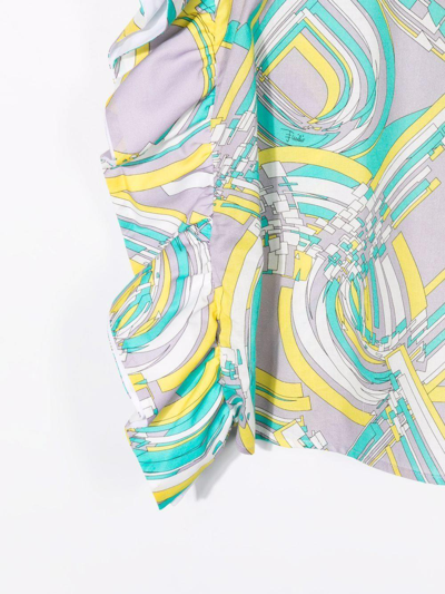 Shop Emilio Pucci Junior Dress With Ruffles In Fantasia
