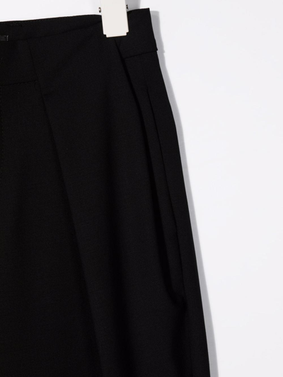 Shop Balmain Wide Leg Trousers With Golden Button In Nero