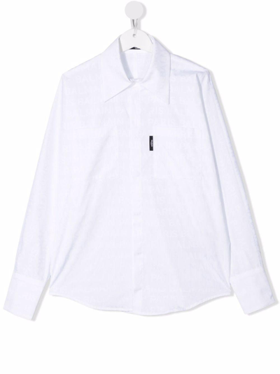 Shop Balmain Shirt With Logo In Bianco