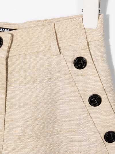 Balmain Viscose And Silk Shorts In Beige