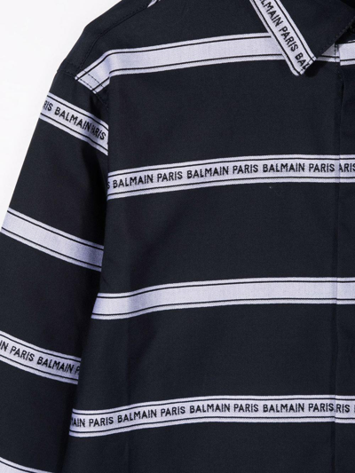 Balmain Shirt With Logos In Blu