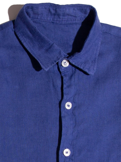 Siola Blu Linen Shirt In Blu