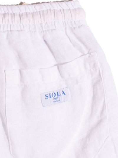 Shop Siola White Linen Shorts In Bianco
