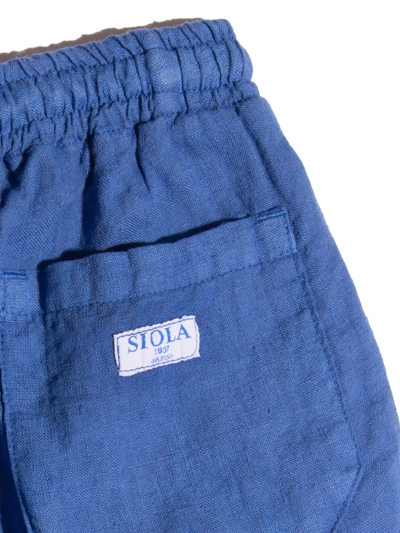 Siola Blue Linen Shorts In Blu