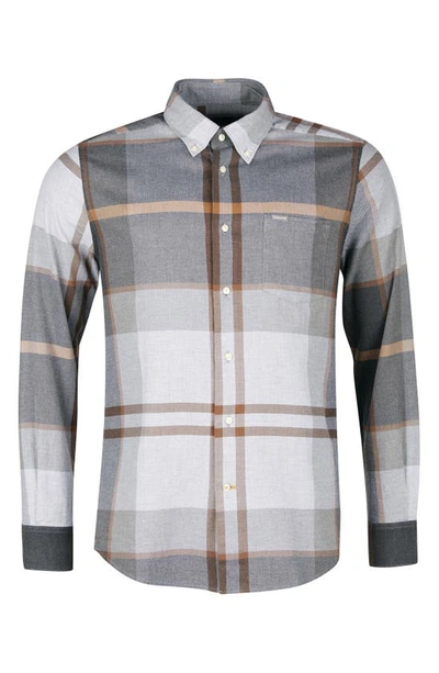 Shop Barbour Dunoon Tailored Fit Plaid Button-down Shirt In Greystone