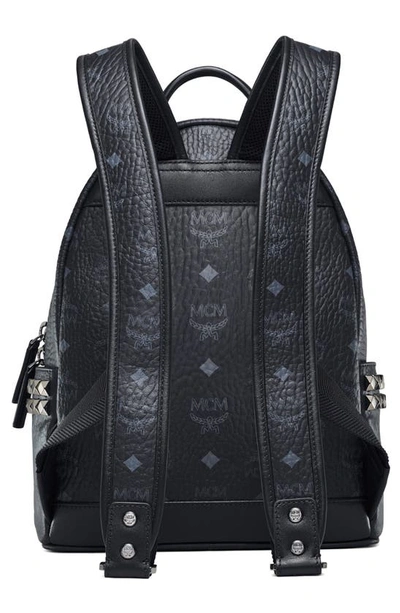 Mcm Small Stark Viestos Coated Canvas Backpack In Black