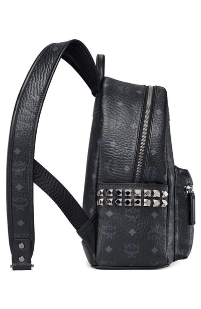 Mcm Small Stark Viestos Coated Canvas Backpack In Black