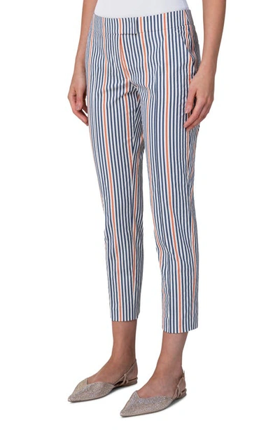 Shop Akris Punto Frankie Stripe Stretch Gabardine Pants In Cream-navy-orange