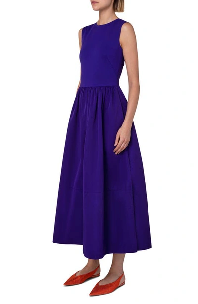 Shop Akris Punto Taffeta & Jersey Fit & Flare Midi Dress In Purple