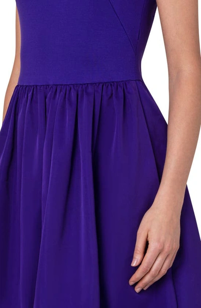 Shop Akris Punto Taffeta & Jersey Fit & Flare Midi Dress In Purple