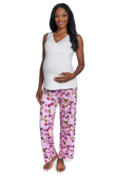 Shop Everly Grey Analise During & After 5-piece Maternity/nursing Sleep Set In Lavender Rose