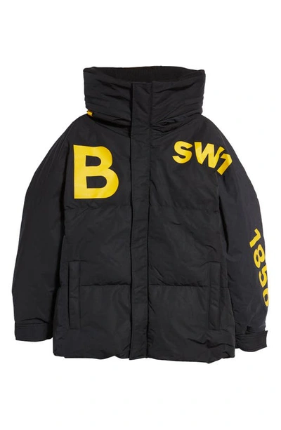 Shop Burberry Horseferry Print Hooded Down Puffer Jacket In Black