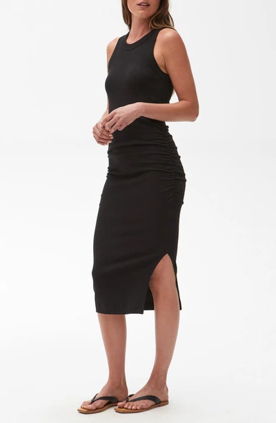 Shop Michael Stars Wren Side Slit Sleeveless Body-con Midi Dress In Black