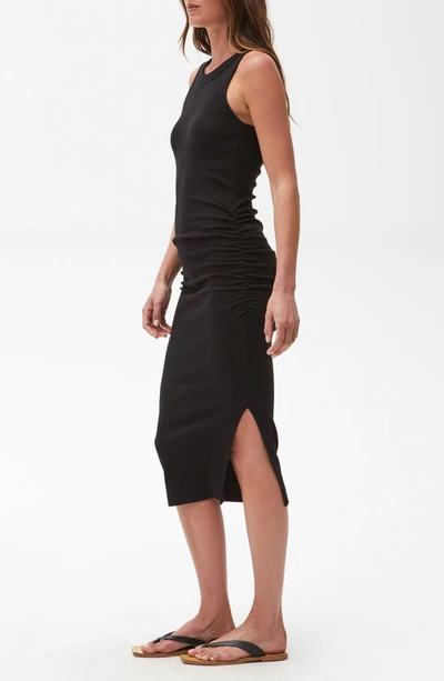 Shop Michael Stars Wren Side Slit Sleeveless Body-con Midi Dress In Black