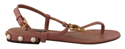 Shop Dolce & Gabbana Pink Dg Amore Logo Leather Sandals Women's Shoes