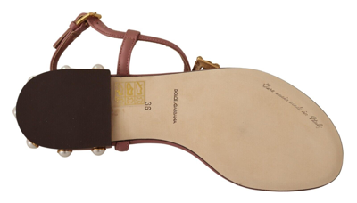 Shop Dolce & Gabbana Pink Dg Amore Logo Leather Sandals Women's Shoes