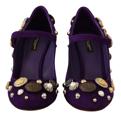 Shop Dolce & Gabbana Purple Suede Embellished Pump Mary Jane Women's Shoes
