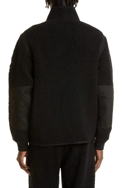 Shop Stone Island Track Top Wool Blend Fleece Zip-up Sweatshirt In Black