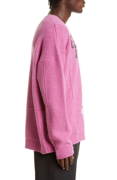 Shop Raf Simons Oversize Altered Reality Mohair & Wool Blend Sweater In Violet 0059
