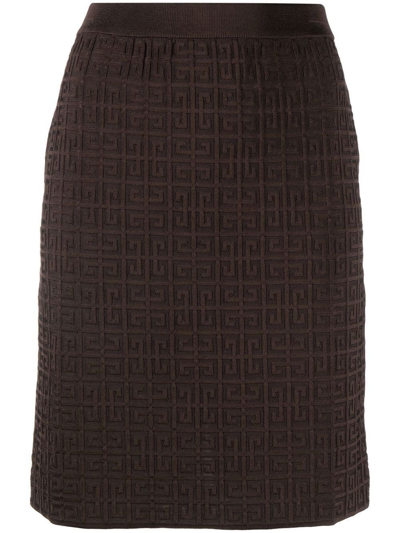 Shop Givenchy Brown Knee-length Skirt With 4g Jacquard Pattern