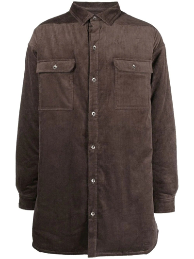Shop Rick Owens Drkshdw Brown Ribbed Shirt Style Jacket