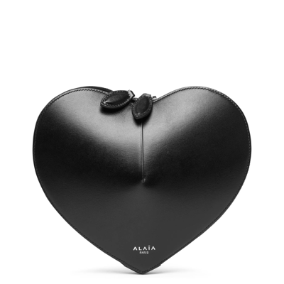 Shop Alaïa Le Coeur Black Leather Crossbody Bag