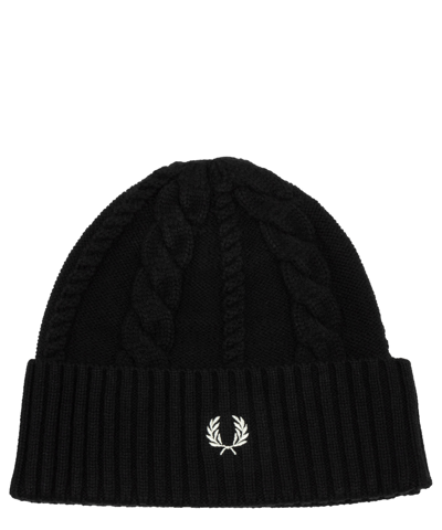Fred Perry Cable Knit Beanie In Black | ModeSens