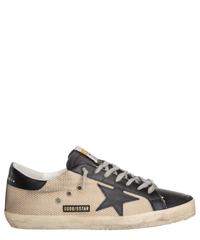 Shop Golden Goose Superstar Leather Sneakers In Milk - Black