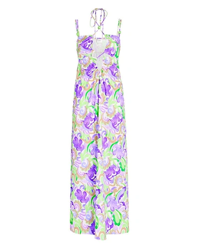 Shop Suboo Botanica Cut-out Poplin Maxi Dress In Multi