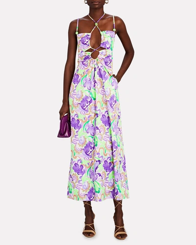 Shop Suboo Botanica Cut-out Poplin Maxi Dress In Multi