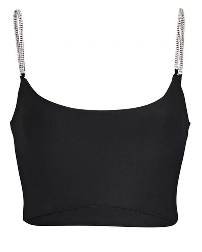 Shop Alix Nyc Hugo Crystal-embellished Jersey Crop Top In Black