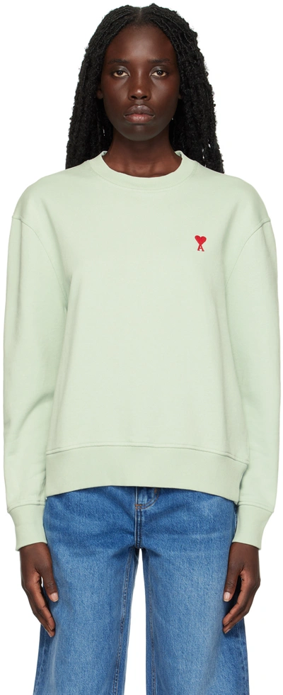 Shop Ami Alexandre Mattiussi Green Small Ami De Cœur Sweatshirt In 302 Pale Green