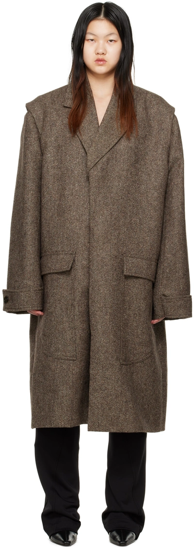 Shop Bianca Saunders Brown Yasso Coat In Brown Speckled