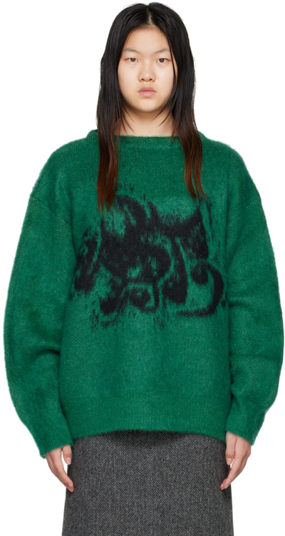 We11 Done Green & Black Jacquard Sweater In Green